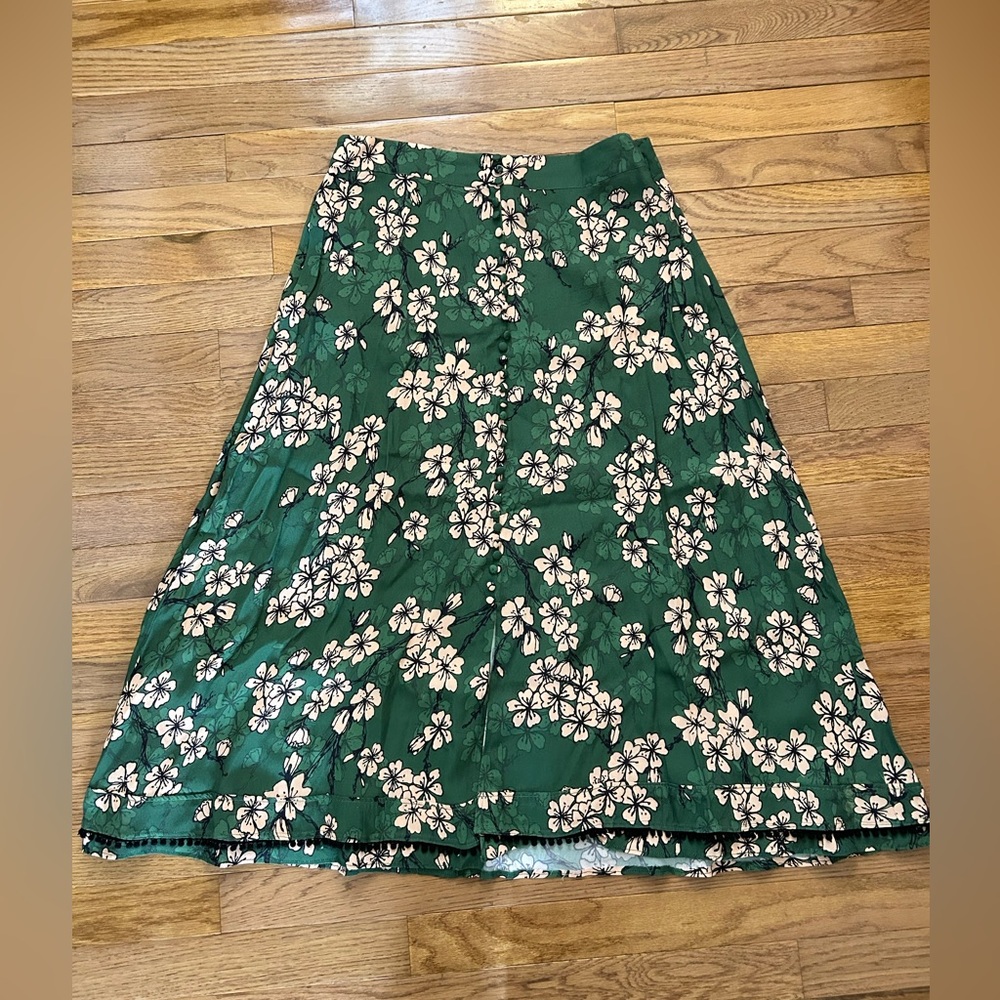NWOT Kachel x Anthropologie green floral skirt sz 8 - Picture 4 of 5